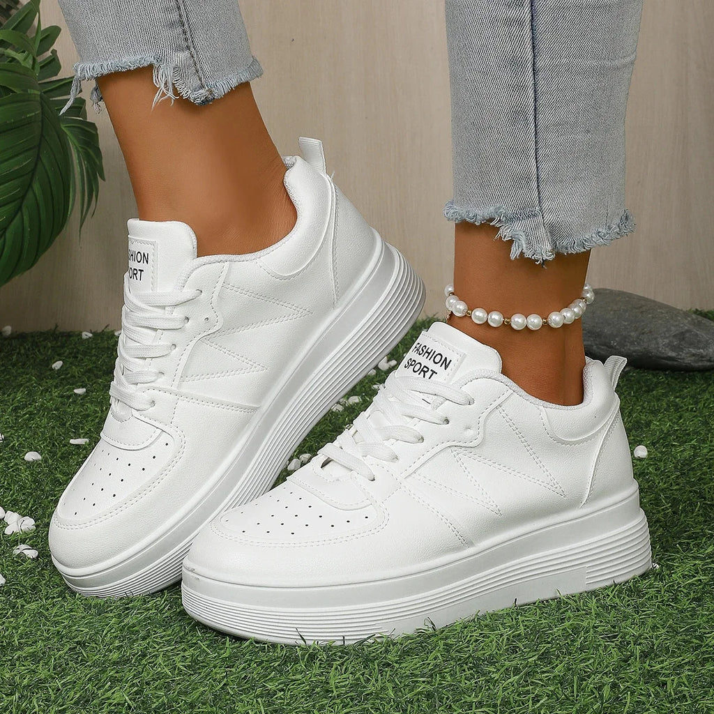 Women's Vulcanize Shoes Flat Classic Sports Lace Up Skateboard Board Shoe Walking White Running Sneakers zapatos de mujer RT220
