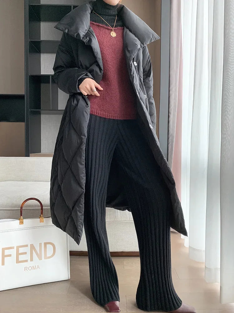 Autumn Winter Casual Thick Knitted Pant Women Long Trousers Elastic High Waist Kniting Wide Leg Pants Striped Pantalon RT220