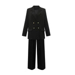 Ladies' autumn and winter black commuting elegant casual loose button suit jacket and elastic waisted suit pants two-piece set RT220