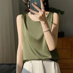Women Tops Solid Spring Summer Casual Crop Tops Sexy O-neck Tank Tops Office Lady Pink White Top 2024 Fashion Korean Tank Top RT220