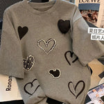Women Three dimensional Love Ironing Short-sleeved T-shirt 2023 Summer New Casual Fashion Loose Grey Pullover Female RT220