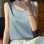 Women Tops Solid Spring Summer Casual Crop Tops Sexy O-neck Tank Tops Office Lady Pink White Top 2024 Fashion Korean Tank Top RT220