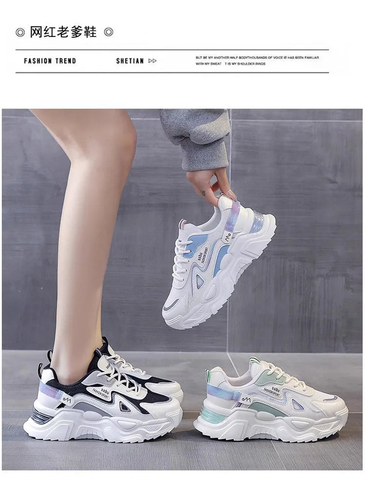 2025 Sneakers Women Platform Flat Shoes Woman Shoes Green Casual Trainers Ladies Chunky Sneakers Women Shoes RT220