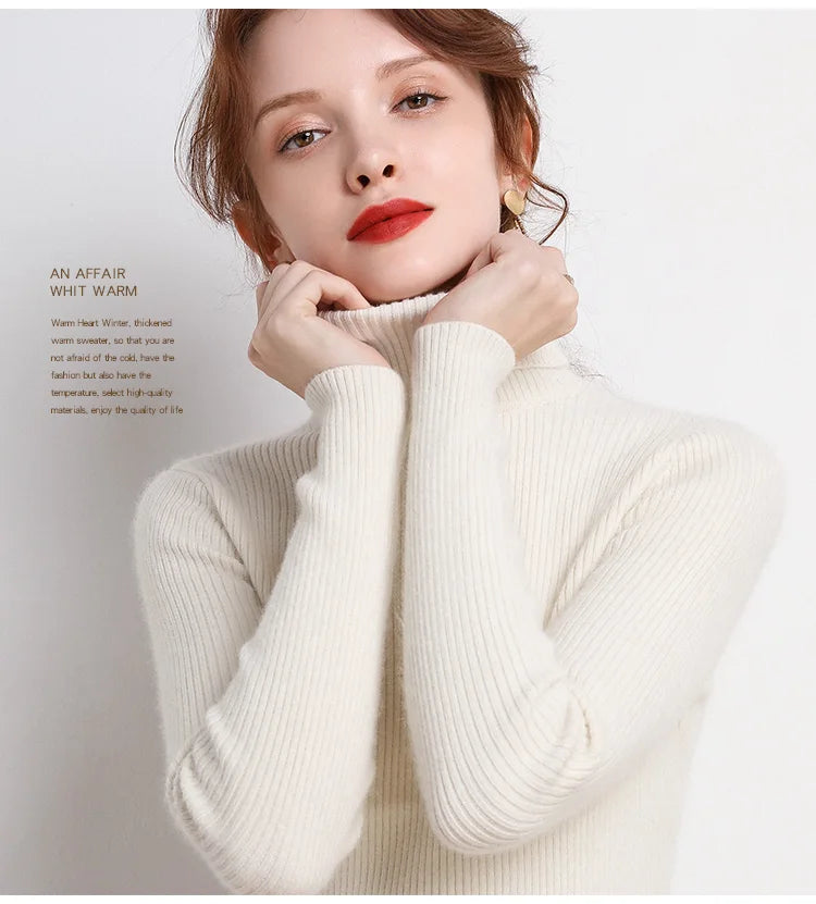 Women Fall Turtleneck Sweater Knitted Soft Pullovers Cashmere Jumpers Basic Soft Sweaters For Women 2025 Autumn Winter RT220