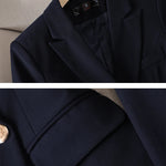 Gray Black Blue White Fashion Women Pant Suit Long Sleeve Solid Ladies Blazer and Trouser Formal 2 Piece Set For Autumn Winter RT220