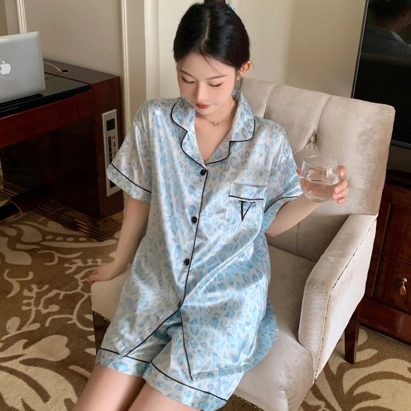 Honey Peach Print Lace Korean Ins Style Pajamas Women Y2k Three-piece Set Classy Sweet Cute Lady Lounge 2024 New Spring Homewear RT220