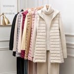 New Fashion Female Sleeveless Jacket Women Winter Light White Duck Down Jacket Slim Puffer Vest Portable Windproof Down Coat RT220