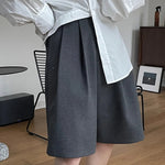 [LANMREM] Pleated Wool Shorts For Women High Waist Straight Office Lady Loose Clothing Korean Style 2025 Summer New 26D8692 RT220