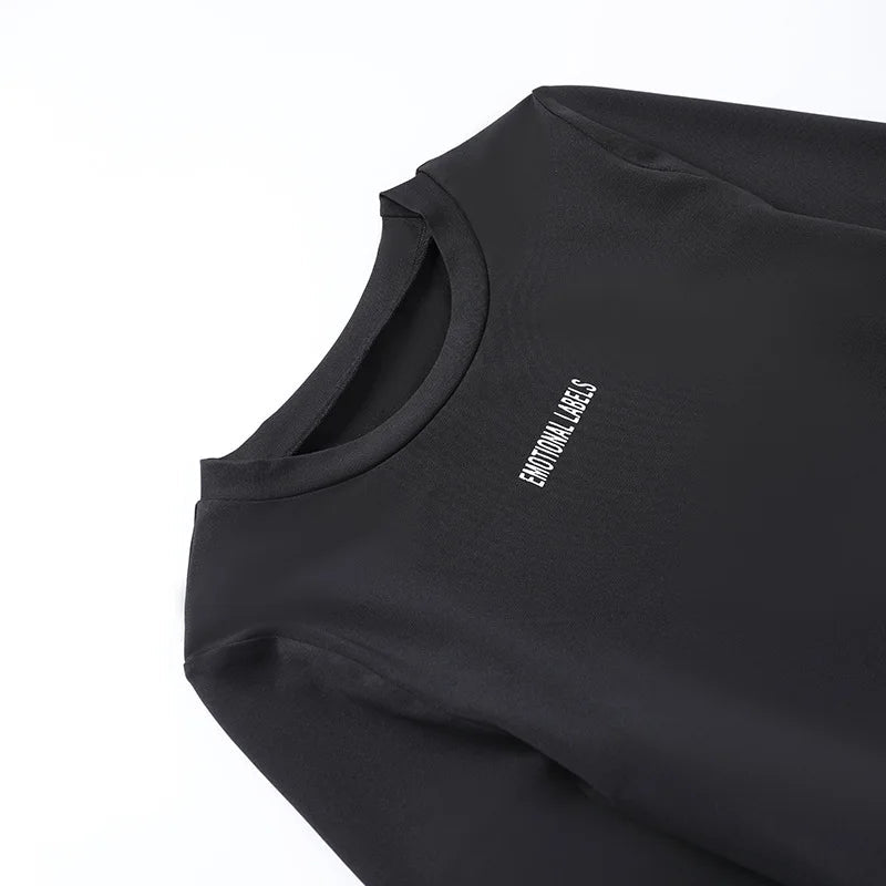 European and American Spring/Summer Round Neck Long Short sleeved 3/4 Shorts Two piece Women's Fashion Sports Versatile Set RT220