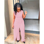 Women's Jumpsuit Summer Fashion Tied Detail V-Neck Casual Plain Sleeveless Asymmetrical Work Long Jumpsuit Y2K Streetwear RT220